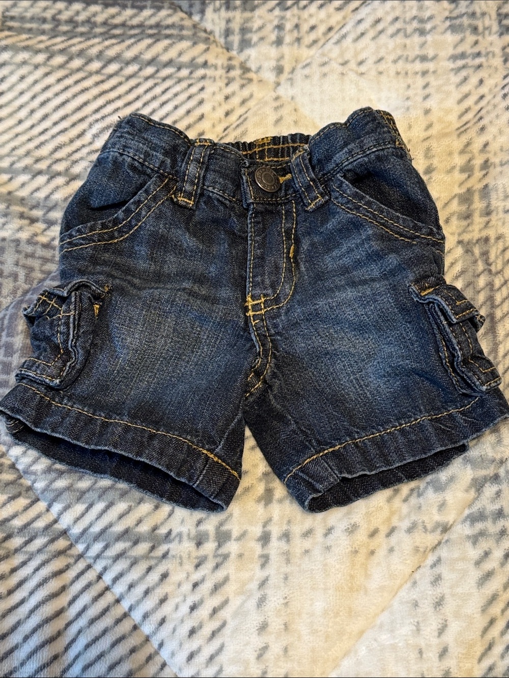 Baby Dark Blue Denim Cargo Shorts